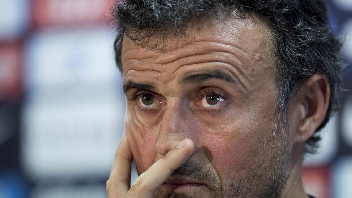 Luis Enrique, en un momento de la rueda de prensa previa al duelo con la Real Sociedad.