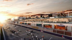 Recreación difundida por Ifema sobre cómo será la línea de meta del GP de España en Madrid.