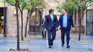 Carles Puigdemont y Oriol Junqueras, en 2017