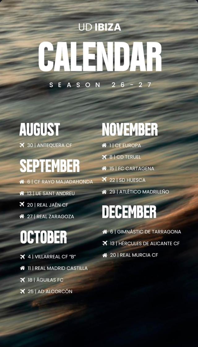 Imagen de los primeros meses del calendario de la UD Ibiza