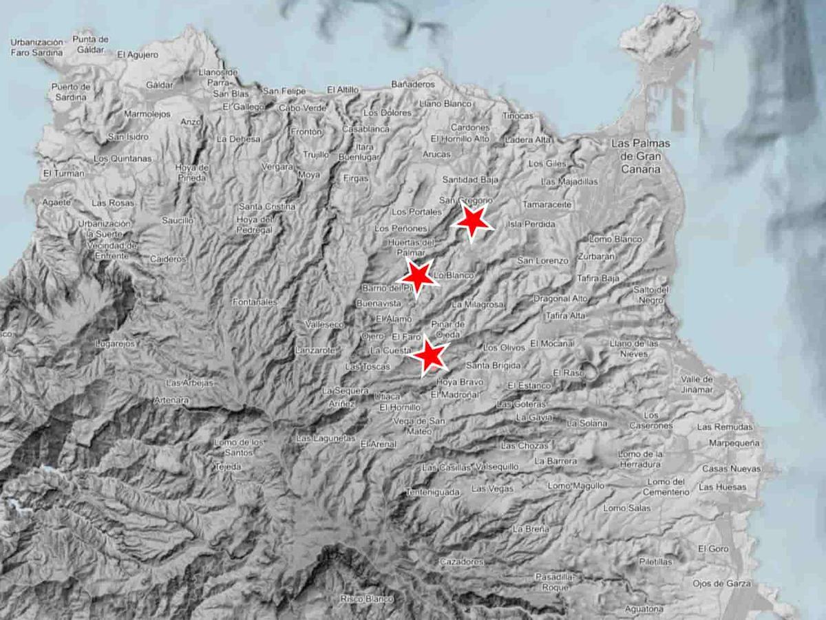Mapa de la localización de los terremotos