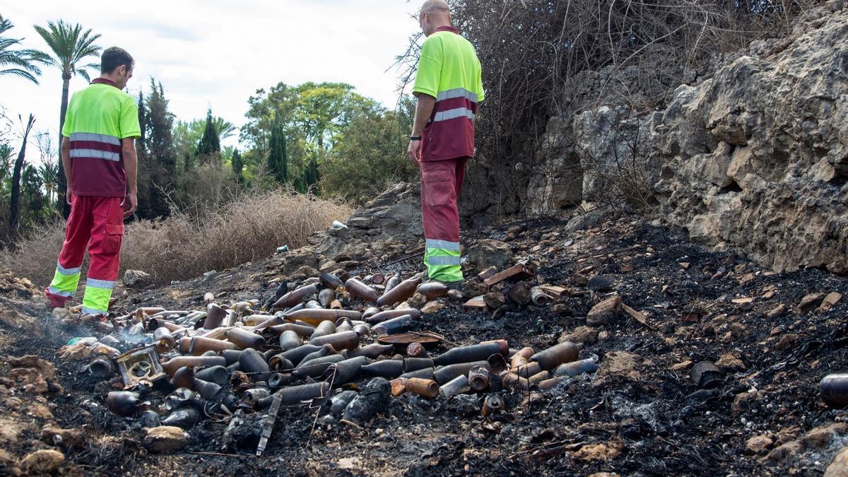 El día después del incendio en la zona de El Palmeral de Alicante.