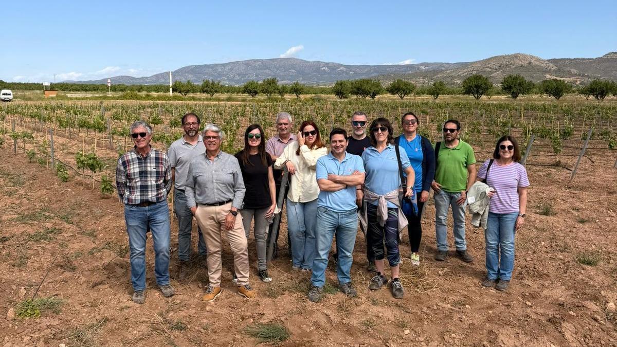 Miembros del consejo regulador en el campo experimental.