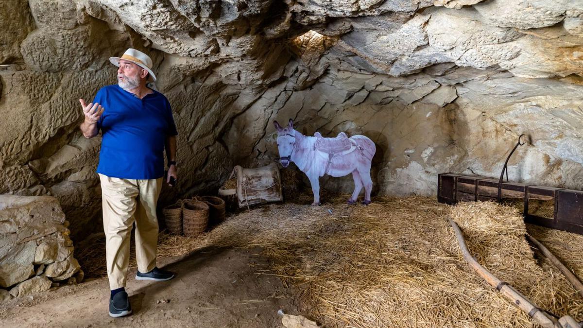 La cueva donde vivía «Manolo», el burro que tuvo en nómina el Ayuntamiento de Alicante. | DAVID REVENGA