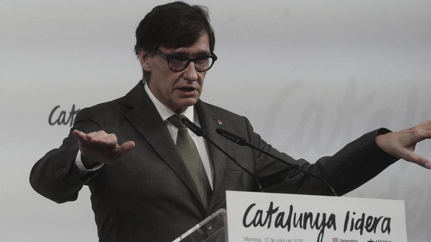 El president de la Generalitat de Catalunya, Salvador Illa, en una intervenció pública a Manresa