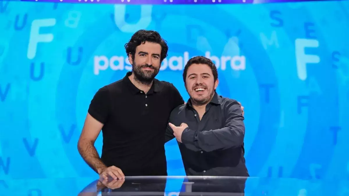 Rafa Castaño y Orestes Barbero, durante su participación en Pasapalabra.