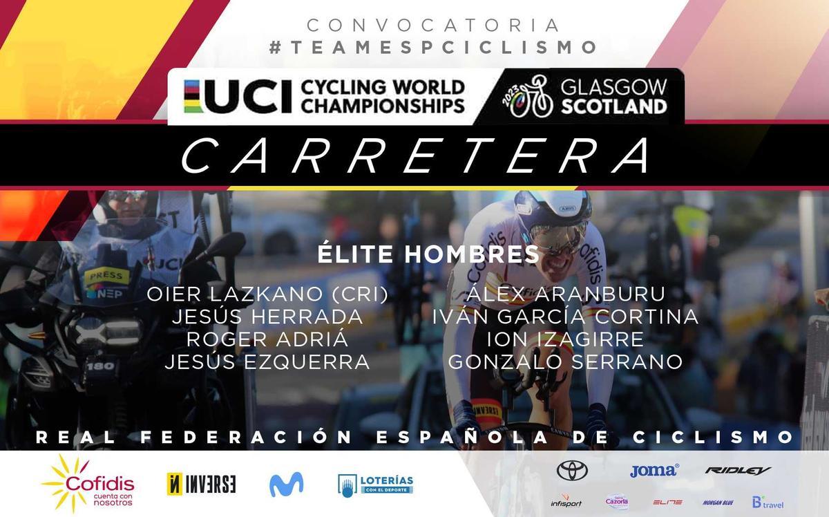 Convocatoria para el Mundial de carretera de Glasgow