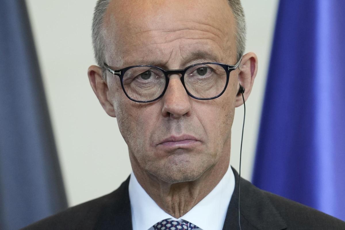 El canciller alemán, Friedrich Merz, durante una intervención ante la prensa.