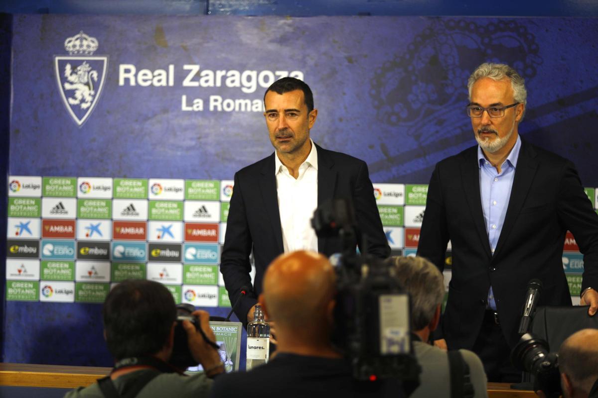 Carcedo y Torrecilla, en la presentación del entrenador riojano en 2022.