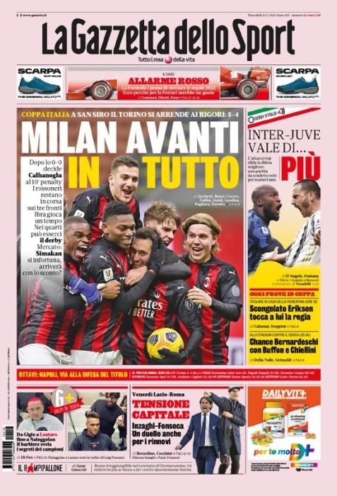 GAZZETTA DELLO SPORT miércoles 13 enero 2021