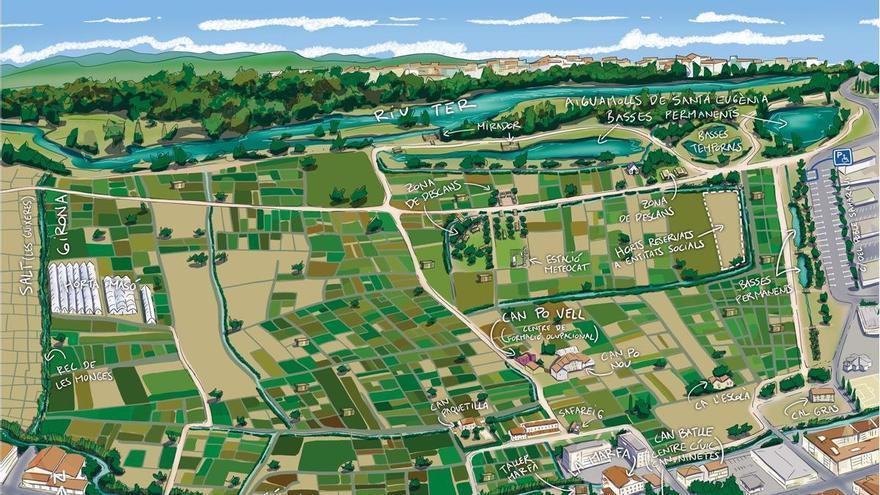 L'Ajuntament de Girona edita un mapa il·lustrat per descobrir les Hortes de Santa Eugènia