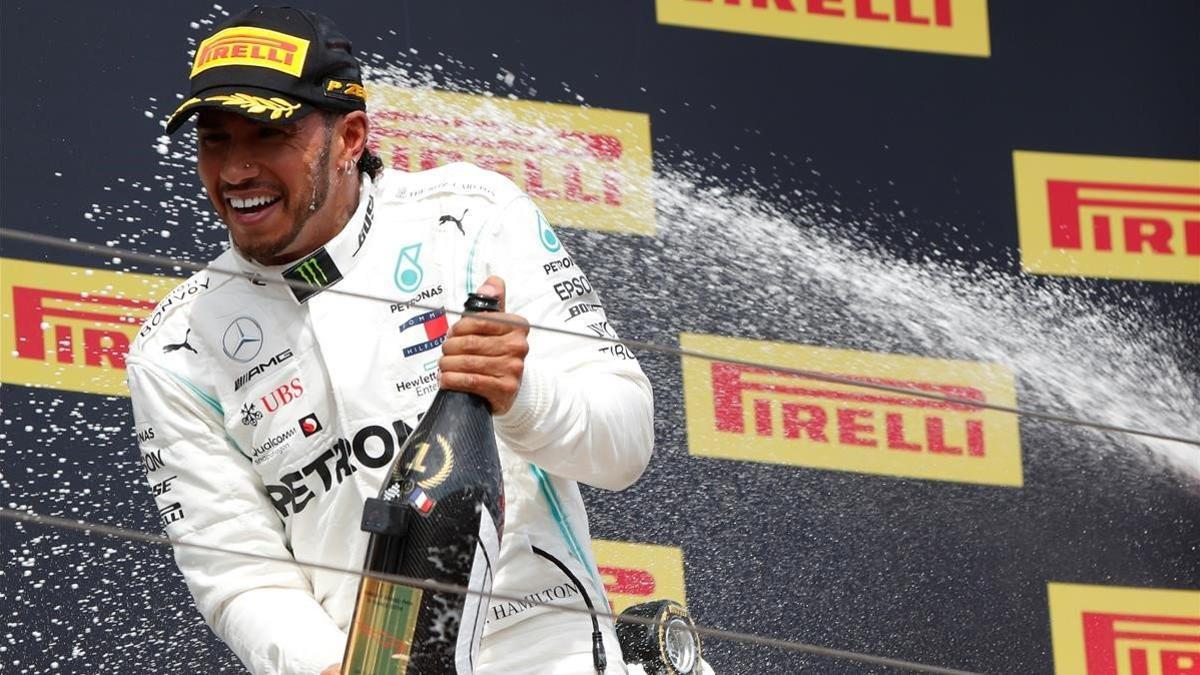 Lewis Hamilton (Mercedes) celebra el triunfo en el GP de Francia de Fórmula 1