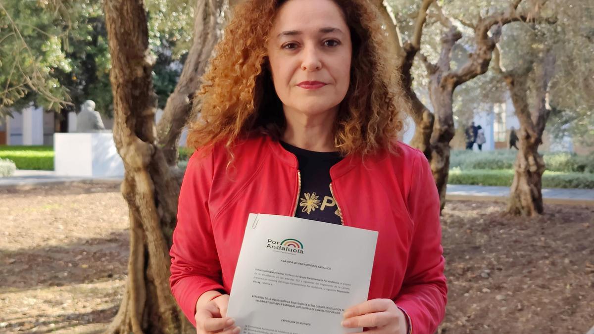 Inma Nieto, portavoz de Por Andalucía, formación que ha registrado una PNL en el Parlamento para reformar la Ley de incompatibilidades.