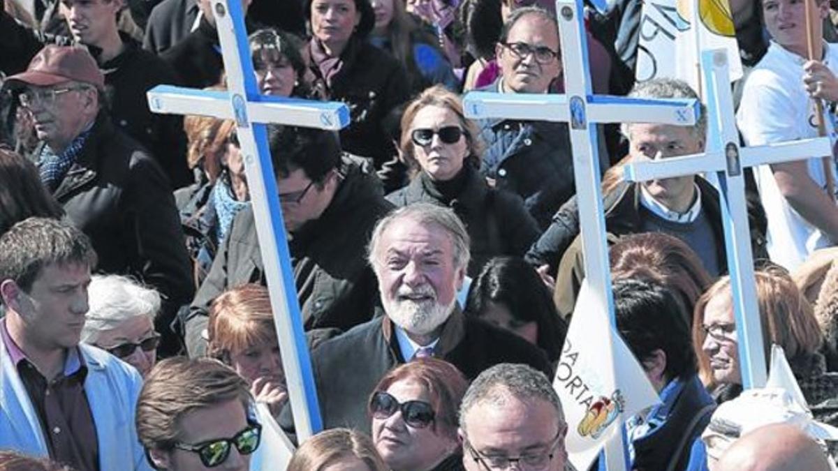 El exministro del Interior Jaime Mayor Oreja, en la manifestación antiabortista  del pasado 14 de marzo en Madrid.