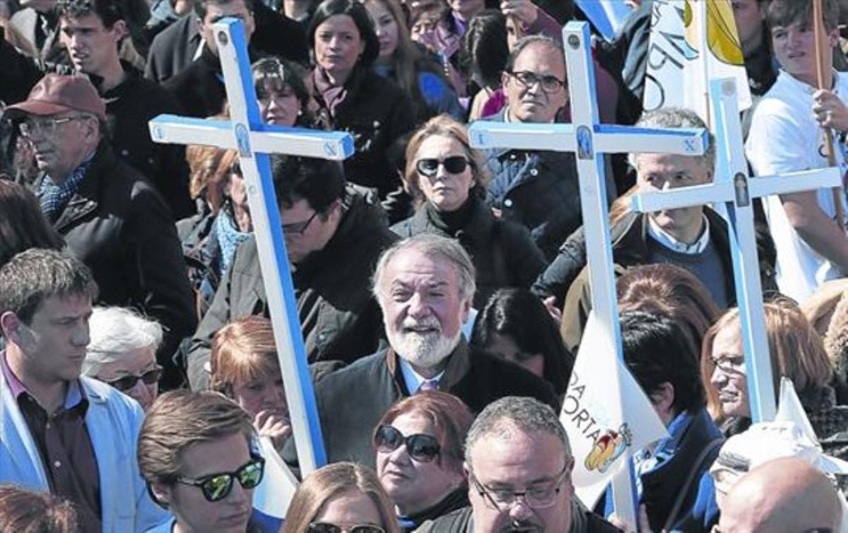 L’exministre de l’Interior Jaime Mayor Oreja, en la manifestació antiavortista  del 14 de març a Madrid.