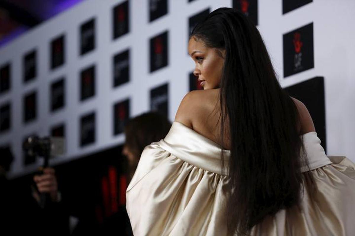 Singer Rihanna poses at the second annual Diamond Ball fundraising event in Santa Monica