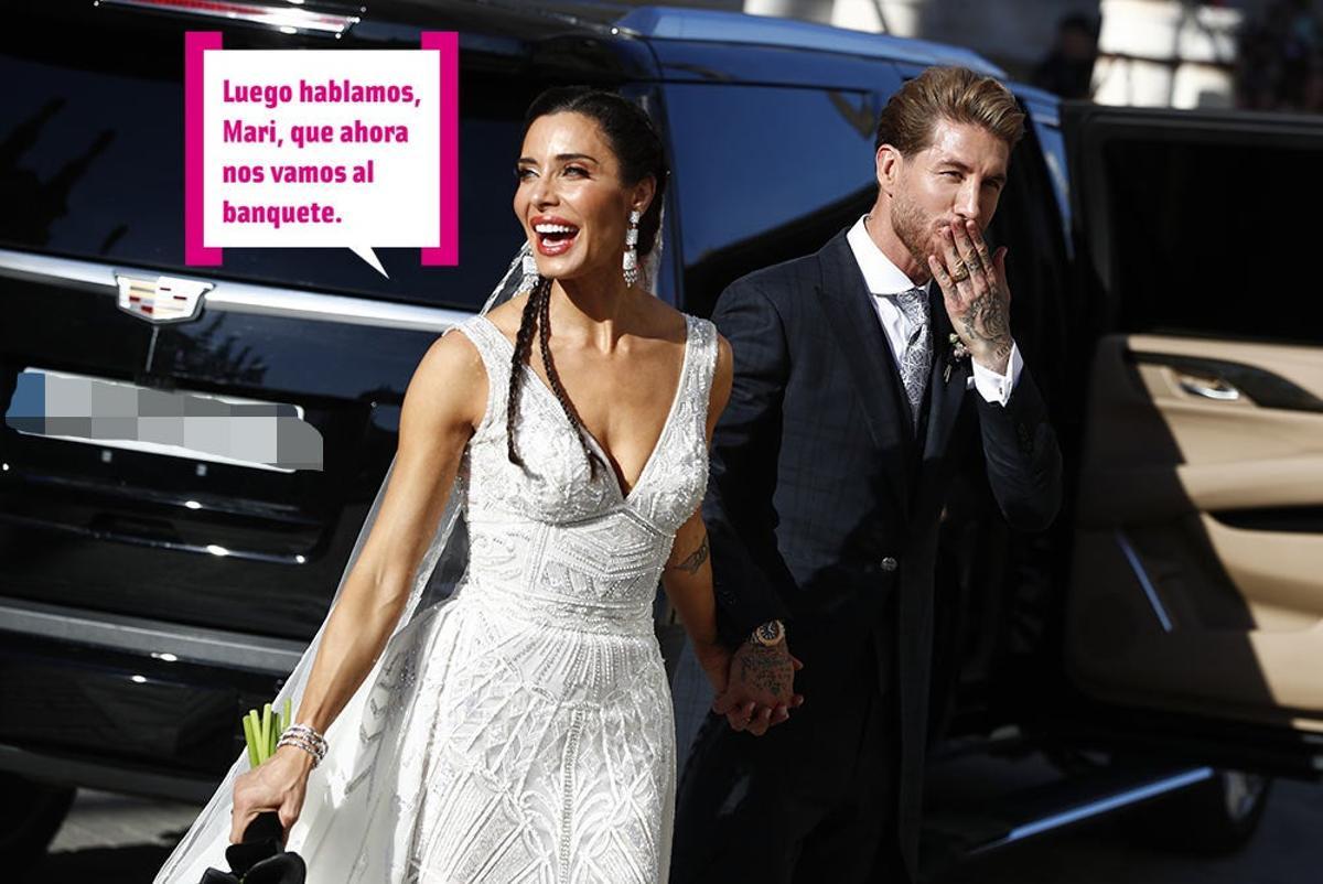 Pilar Rubio y Sergio Ramos saliendo de la catedral de Sevilla