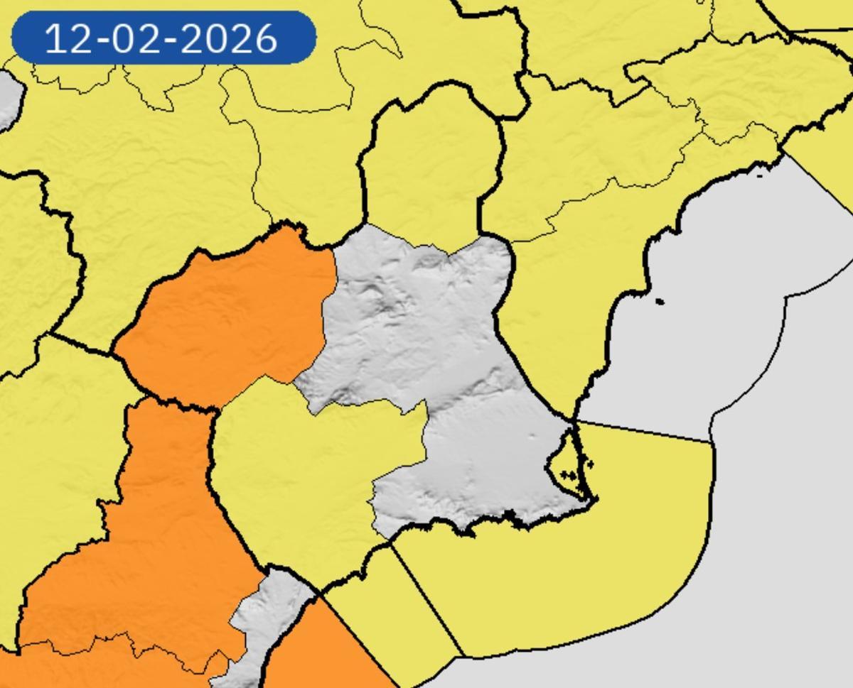Mapa de alertas para este jueves en la Región