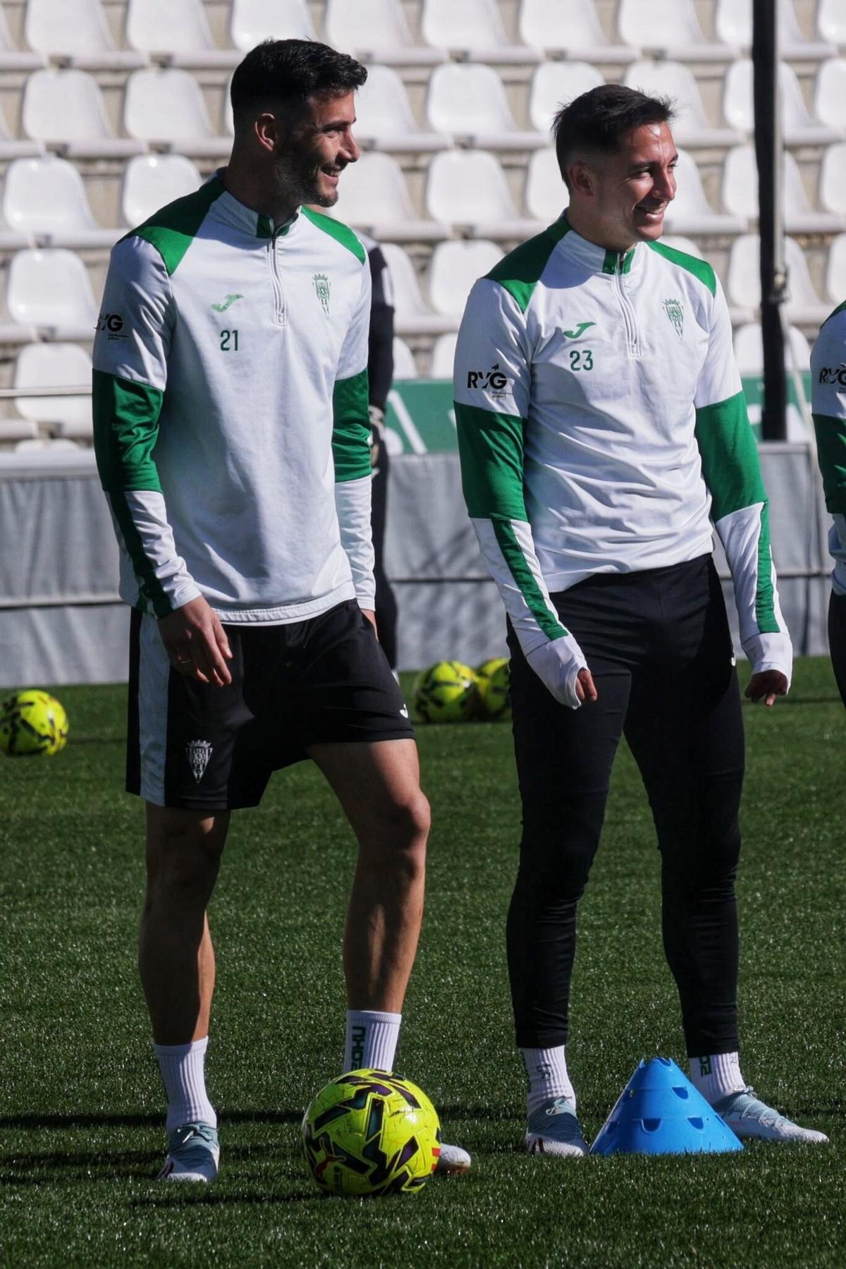 Albarrán y Carracedo durante un entrenamiento