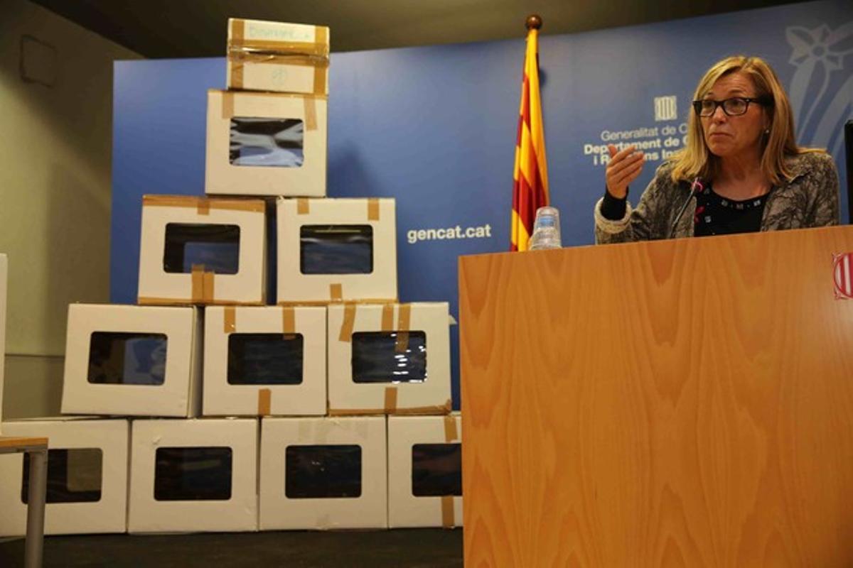 Joana Ortega, en la roda de premsa per comunicar les dades del 9-N.