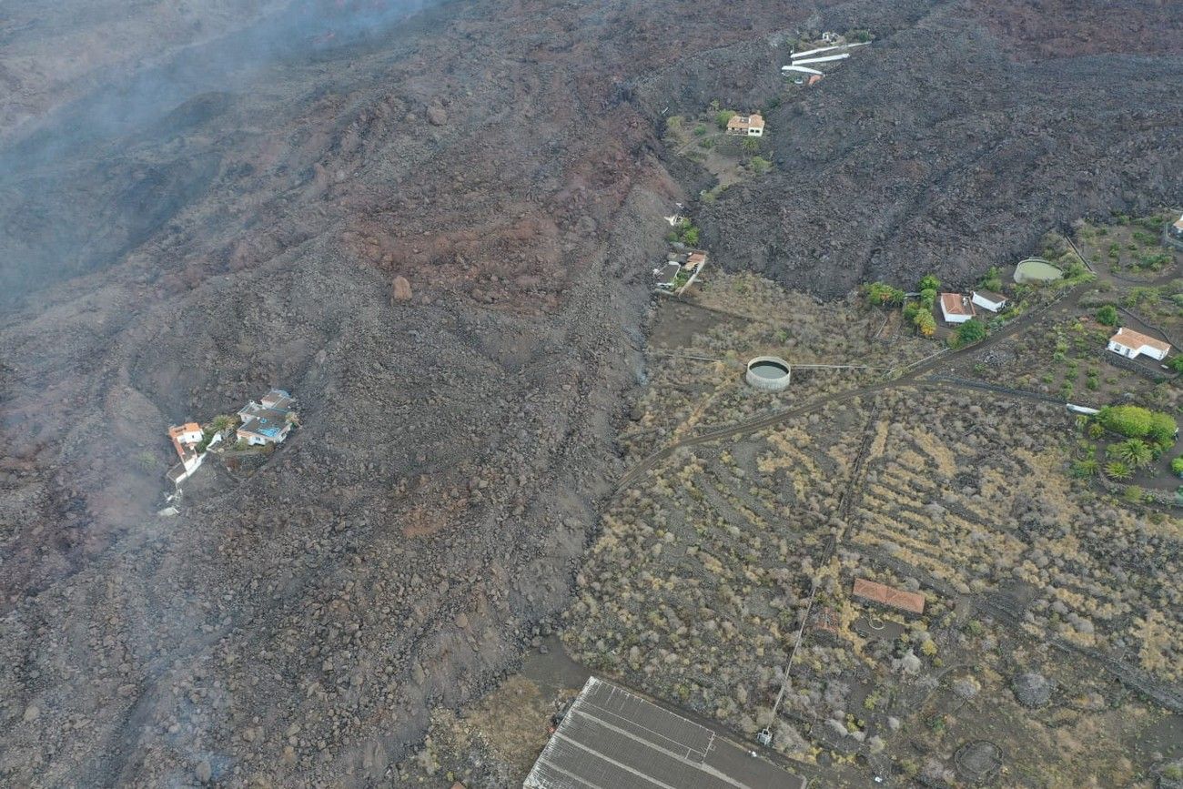 El avance de la lava del volcán de La Palma, a vista de pájaro en el décimo día de erupción