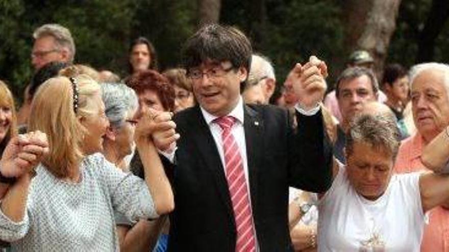 Carles Puigdemont durant l&#039;acte celebrat ahir a Calella