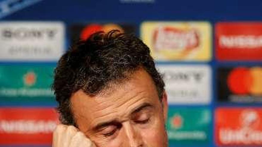 Luis Enrique, durante la rueda de prensa. // Efe