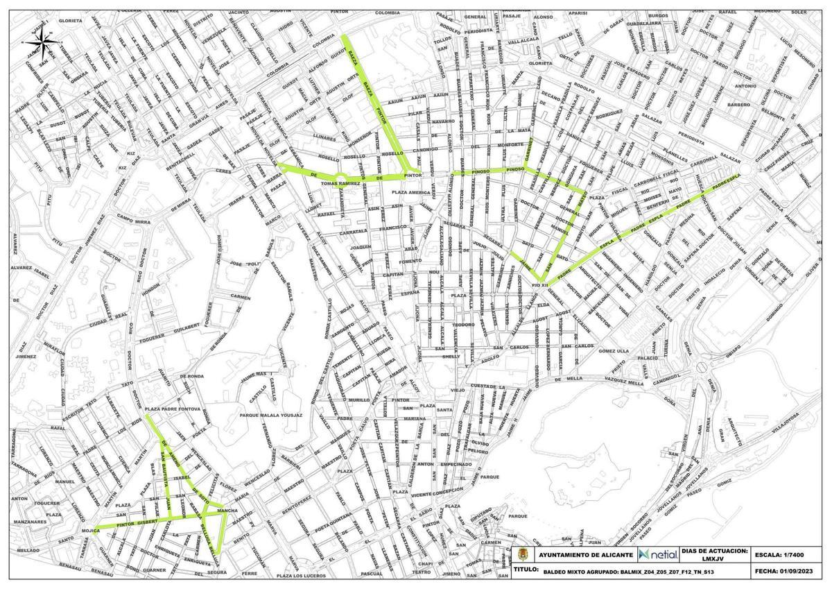 Mapa de la limpieza en Alicante: ¿cuántas veces se baldean las calles de mi barrio?