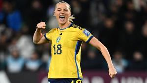 Fridolina Rölfo en un partido con la Selección sueca.