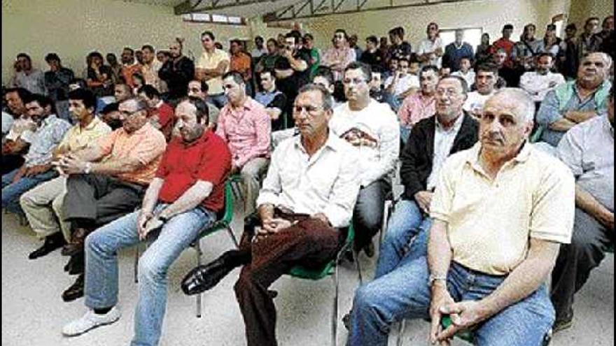 Trabajadores del sector de los transportes de mercancías mantuvieron ayer una asamblea informativa. / r. grobas