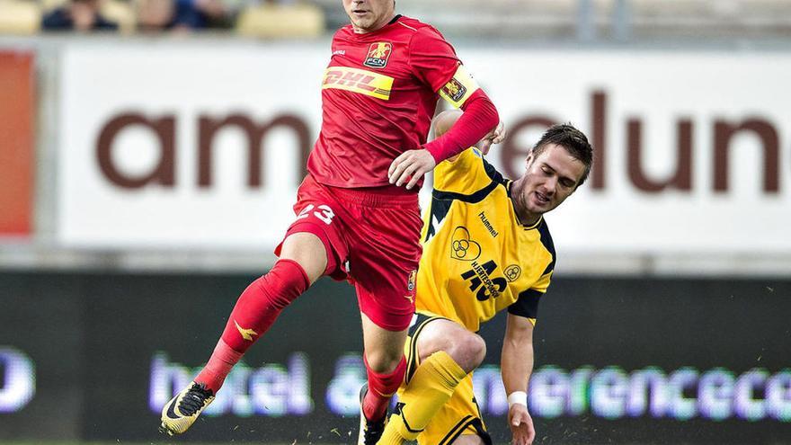 Mathias Jensen durante un partido de la liga danesa con el Nordsjaelland la pasada temporada.