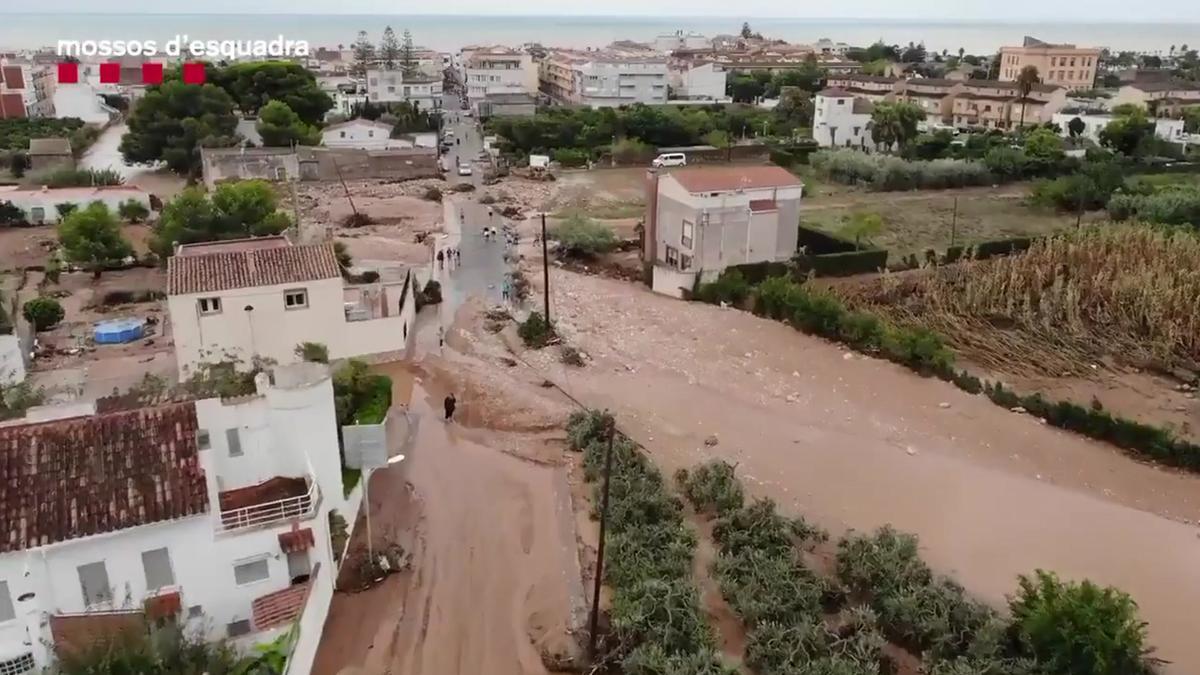 Vistas aéreas de las inundaciones en les Terres de l'Ebre