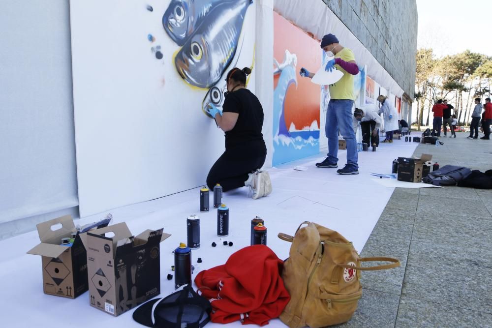 El graffiti de la guardesa, ganador entre los 14 participantes en el festival del Proyecto Ewa.