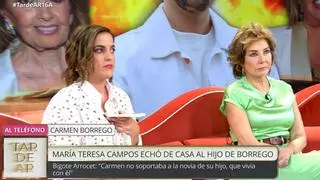 Carmen Borrego llama en directo a 'TardeAR' para lanzar una advertencia: "El que difame a mi madre será demandado"