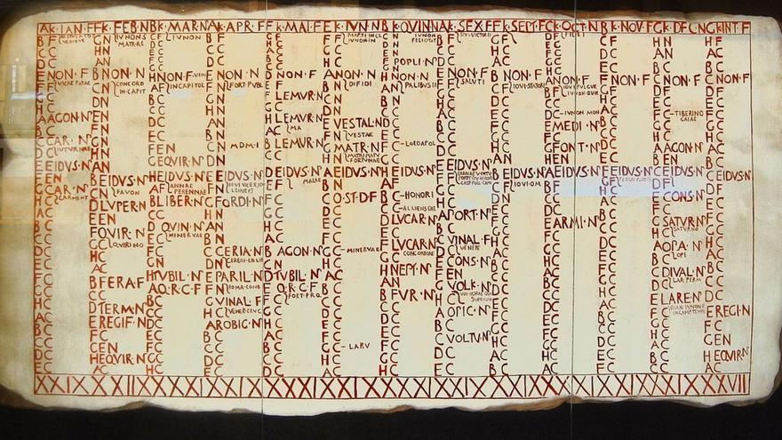 Reproducción del calendario romano de Anzio (Museo de las Termas de Zaragoza).