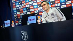 Ernesto Valverde compareció en rueda de prensa antes de viajar a Bilbao