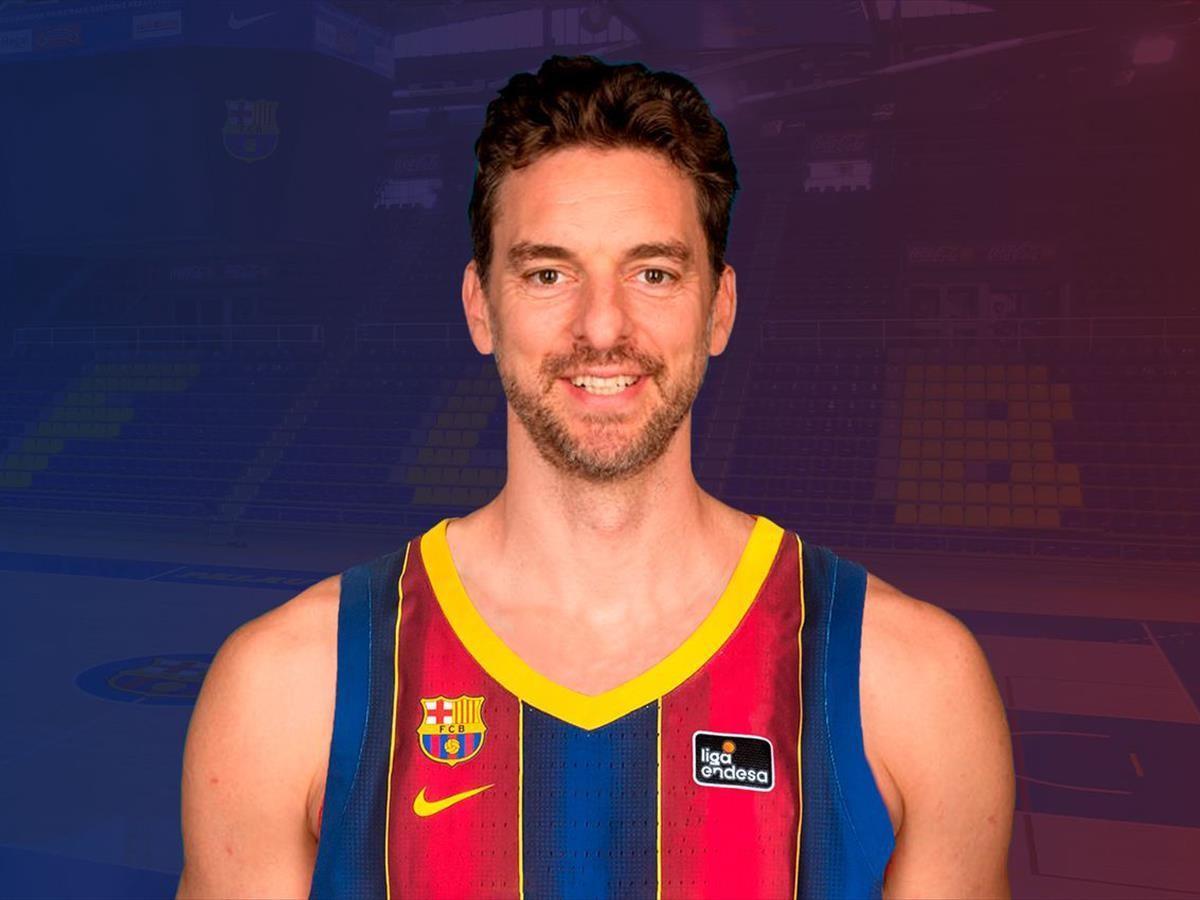 Imagen de Pau Gasol tras anunciar su fichaje por el Barça. 