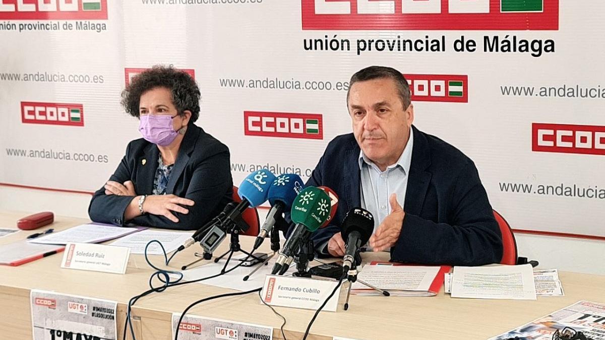 Soledad Ruiz, de UGT, y Fernando Cubillo, de CCOO.