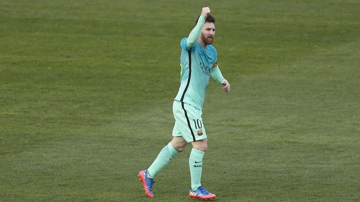 Messi celebra su gol ante el Atlético.