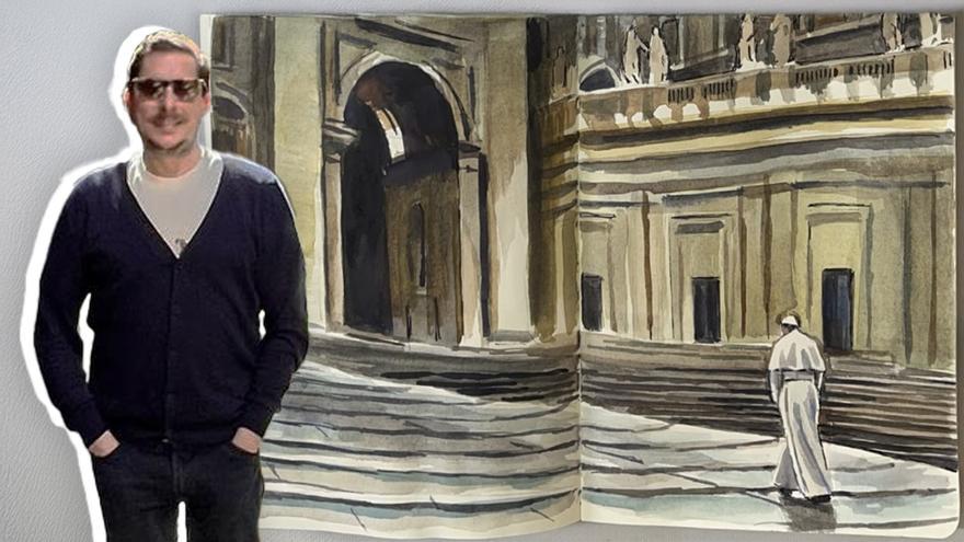 El famoso pintor asturiano que se ha visto &quot;impresionado&quot; en Roma y ha dibujado así al Papa: &quot;Te da un respingo&quot;