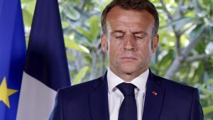 El presidente de Francia, Emmanuel Macron, en su viaje a Nueva Caledonia.