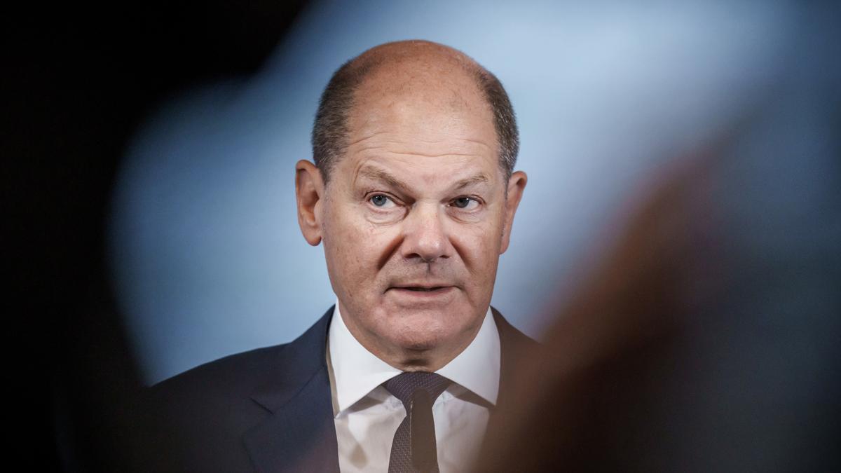 17 January 2023, Brandenburg, Brandenburg/Havel: German Chancellor Olaf Scholz speaks during a press conference as part of his visit to the Federal Foreign Office. Photo: Michael Kappeler/dpa