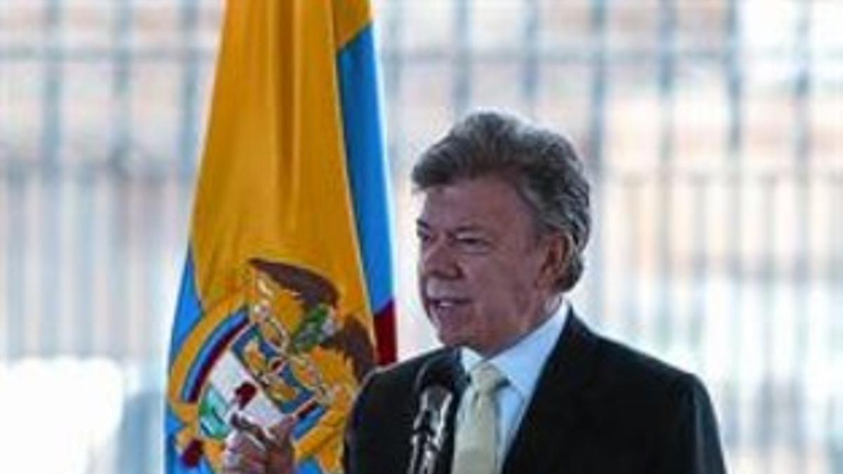 El presidente colombiano, Juan Manuel Santos, ayer.