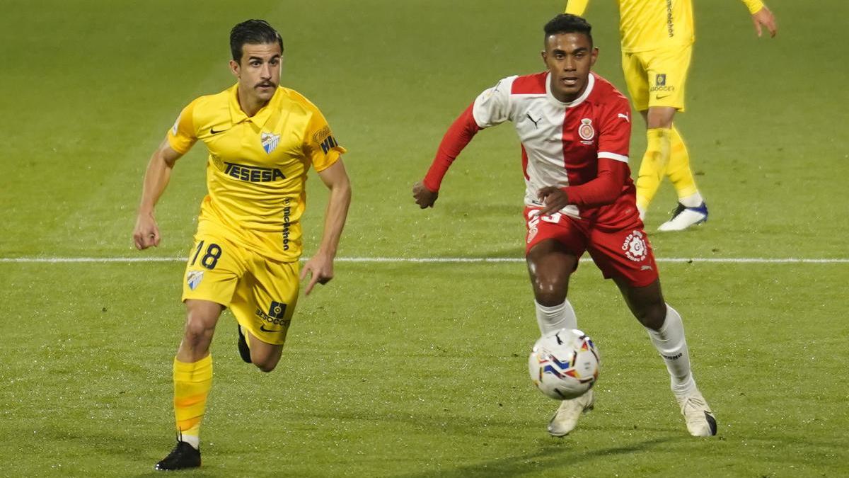 Yoel Bárcenas en un partit a Montilivi.