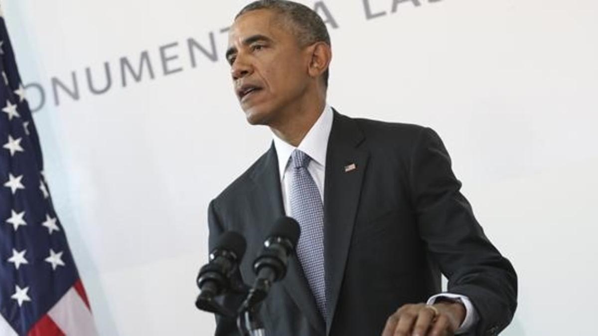 El presidente de EEUU, Barack Obama, en el Parque de la Memoria de Buenos Aires.