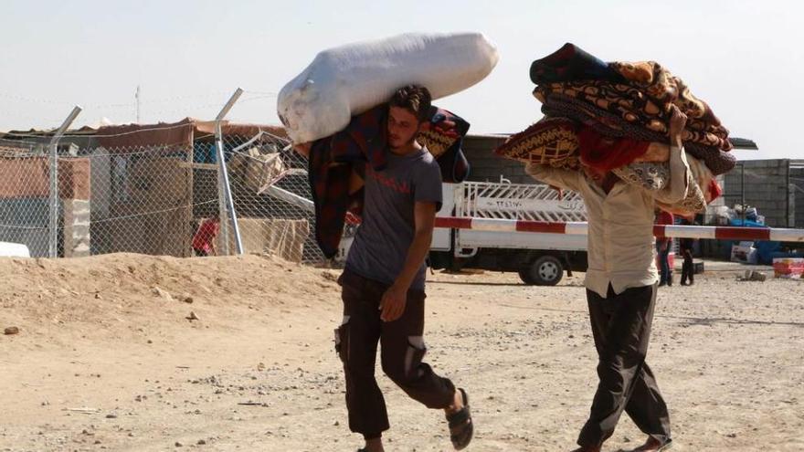 Desplazados por la ofensiva sobre Mosul, en un campo de refugiados próximo a Erbil.