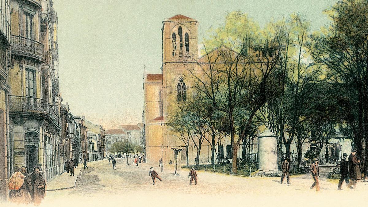 Postal de la iglesia de San Lorenzo recién consagrada en agosto de 1901.