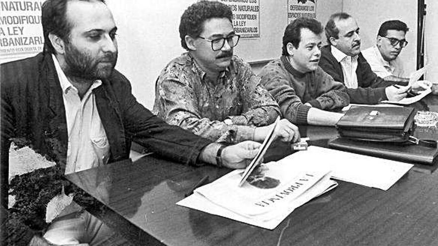 Ignacio Jiménez, en 1991, en una rueda de prensa junto a otros representantes del sindicato.