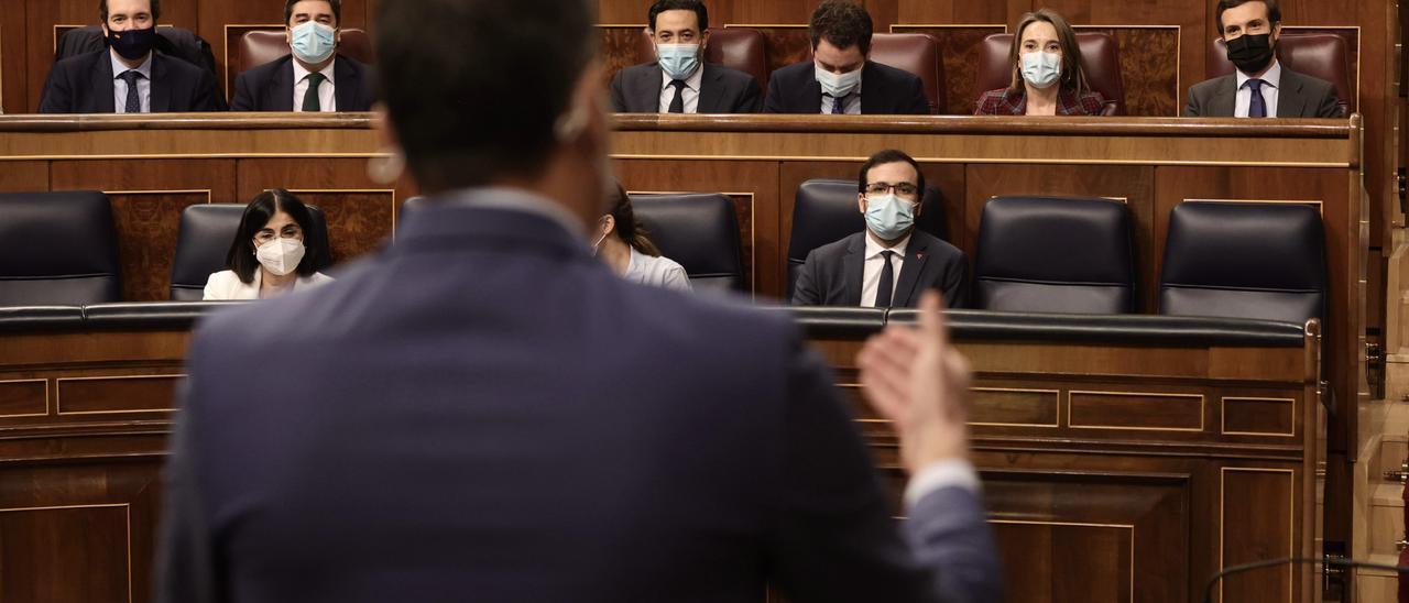 El presidente del Gobierno, Pedro Sánchez, en el Congreso de los Diputados.