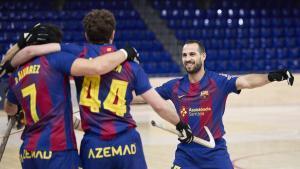 FC Barcelona vs Alcoi Foto: Dani Barbeito Ok liga Hoquei Palau Blaugrana. pablo alvarez . sergi llorca . sergi aragones. barça. liga españa 2025/2026 barça . pas alcoi. 10. euforia. palau blaugrana
